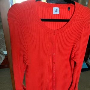 CABI Orange Trumpet Ribbed Cardigan Sweater